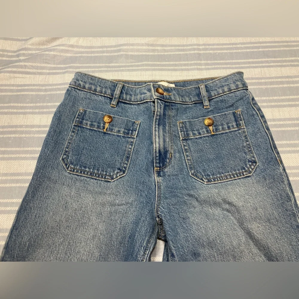 LOFT “The Palmer Wide Leg” light blue denim jeans. - Picture 3 of 6